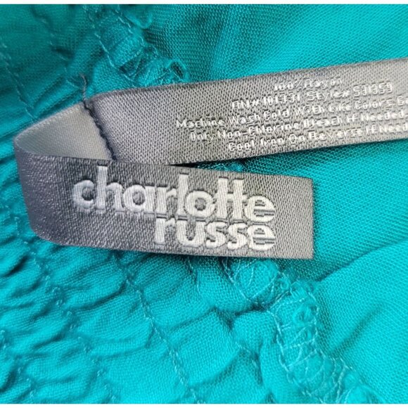 Charlotte Russe Women 14 Skirt Turquoise White Embroidered Scalloped Hem Pockets - Picture 4 of 8